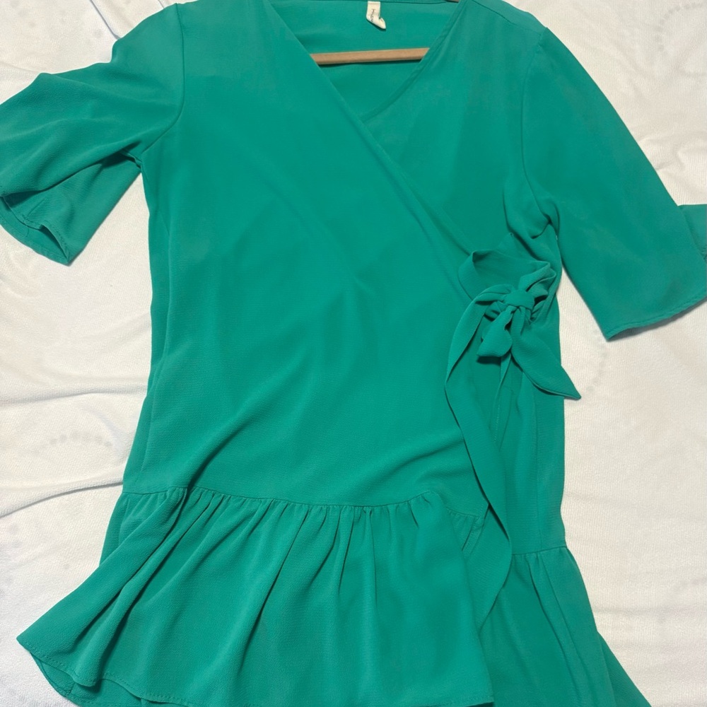 Tyche Vibrant Green Wrap Blouse